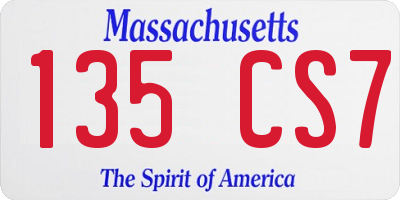 MA license plate 135CS7