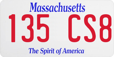 MA license plate 135CS8