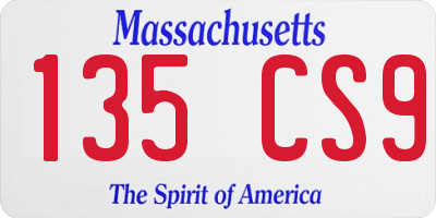 MA license plate 135CS9