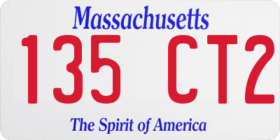 MA license plate 135CT2