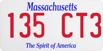 MA license plate 135CT3