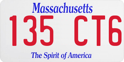 MA license plate 135CT6