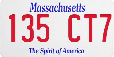 MA license plate 135CT7