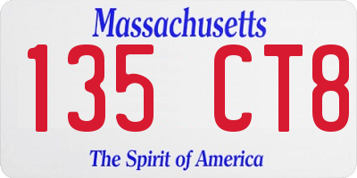 MA license plate 135CT8
