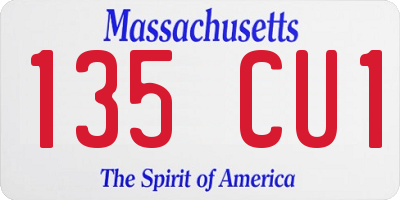 MA license plate 135CU1