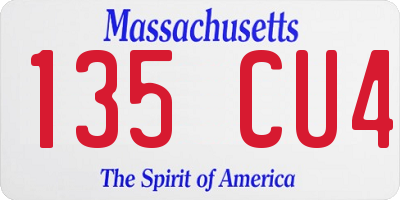 MA license plate 135CU4