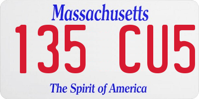 MA license plate 135CU5