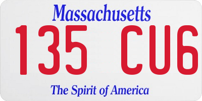 MA license plate 135CU6