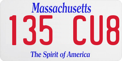 MA license plate 135CU8