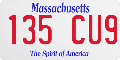MA license plate 135CU9