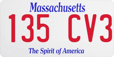 MA license plate 135CV3