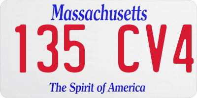 MA license plate 135CV4