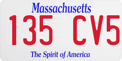 MA license plate 135CV5