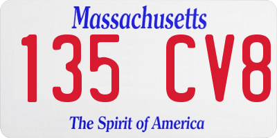 MA license plate 135CV8