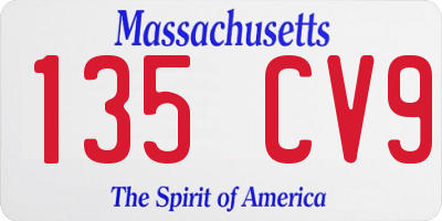 MA license plate 135CV9