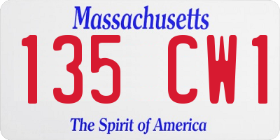 MA license plate 135CW1