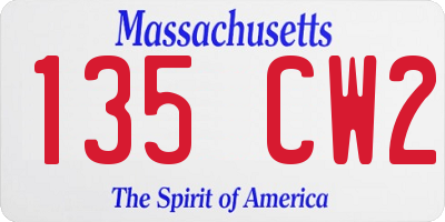 MA license plate 135CW2