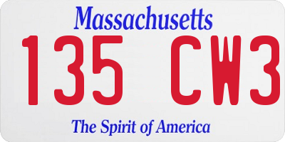 MA license plate 135CW3