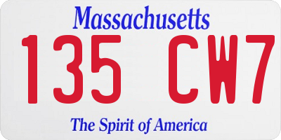 MA license plate 135CW7