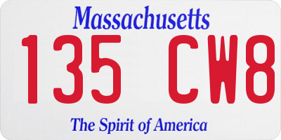 MA license plate 135CW8