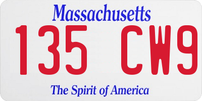 MA license plate 135CW9