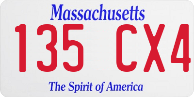 MA license plate 135CX4