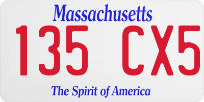 MA license plate 135CX5