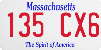 MA license plate 135CX6