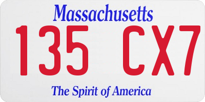 MA license plate 135CX7
