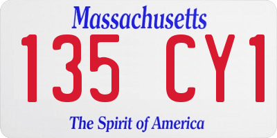 MA license plate 135CY1