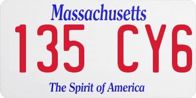 MA license plate 135CY6
