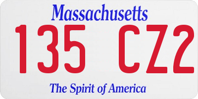 MA license plate 135CZ2