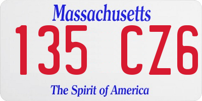 MA license plate 135CZ6