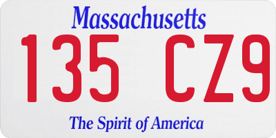 MA license plate 135CZ9