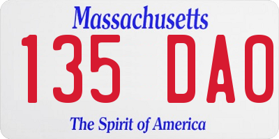MA license plate 135DA0