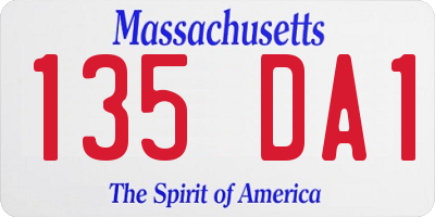 MA license plate 135DA1