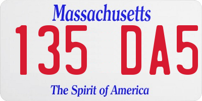 MA license plate 135DA5