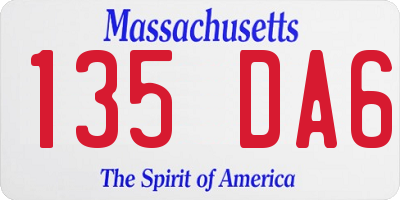 MA license plate 135DA6