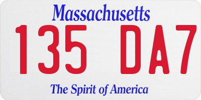 MA license plate 135DA7
