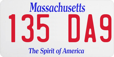 MA license plate 135DA9