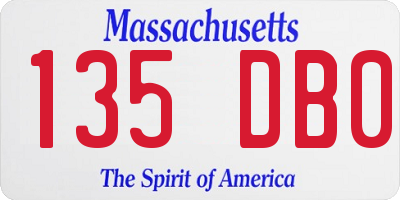 MA license plate 135DB0