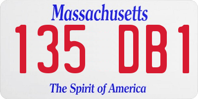 MA license plate 135DB1