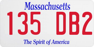 MA license plate 135DB2