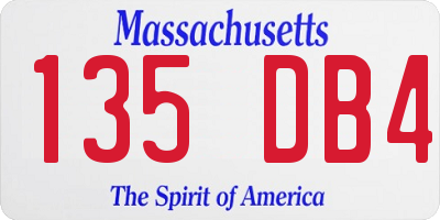 MA license plate 135DB4