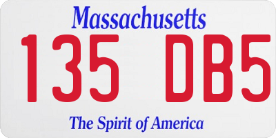 MA license plate 135DB5