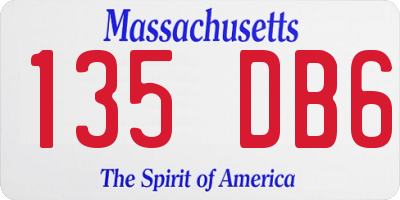 MA license plate 135DB6