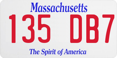 MA license plate 135DB7