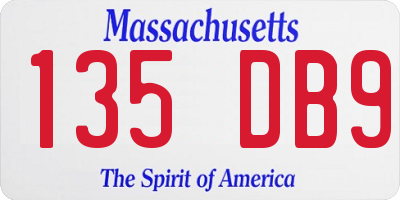 MA license plate 135DB9