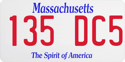 MA license plate 135DC5