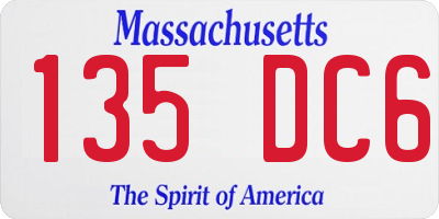 MA license plate 135DC6